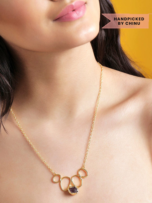 Rubans Voguish 24k Gold Plated Chain Necklace With Stone Chain & Necklaces