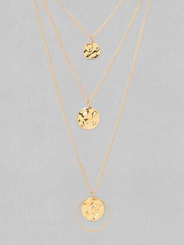 Rubans Voguish A Classic Textured Gold Toned Contemporary Necklace & Earring set Necklace & Earring Set