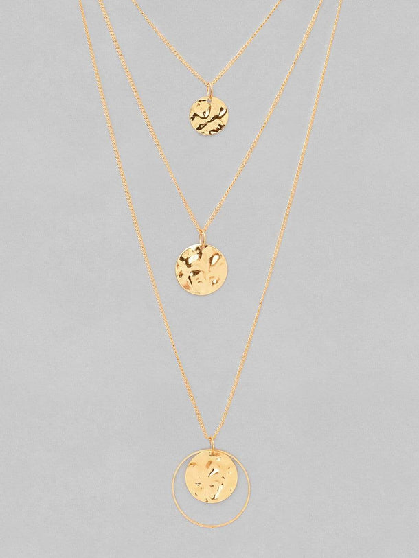 Rubans Voguish A Classic Textured Gold Toned Contemporary Necklace & Earring set Necklace & Earring Set