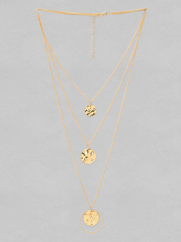 Rubans Voguish A Classic Textured Gold Toned Contemporary Necklace & Earring set Necklace & Earring Set