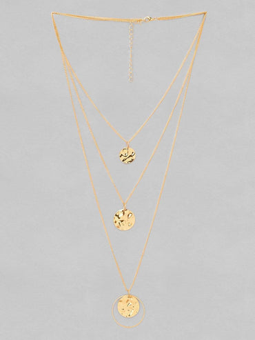 Rubans Voguish A Classic Textured Gold Toned Contemporary Necklace & Earring set Necklace & Earring Set
