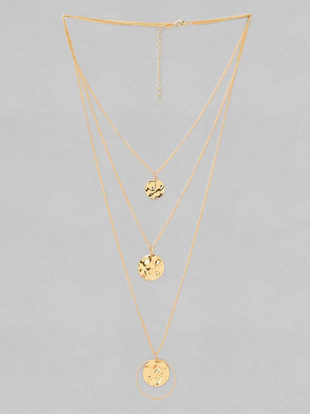 Rubans Voguish A Classic Textured Gold Toned Contemporary Necklace & Earring set Necklace & Earring Set