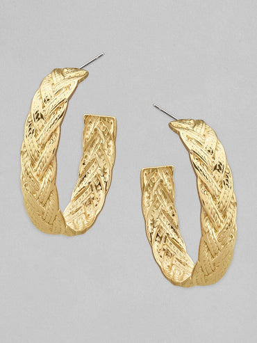 Rubans Voguish A Classic Textured Gold Toned Contemporary Necklace & Earring set Necklace & Earring Set
