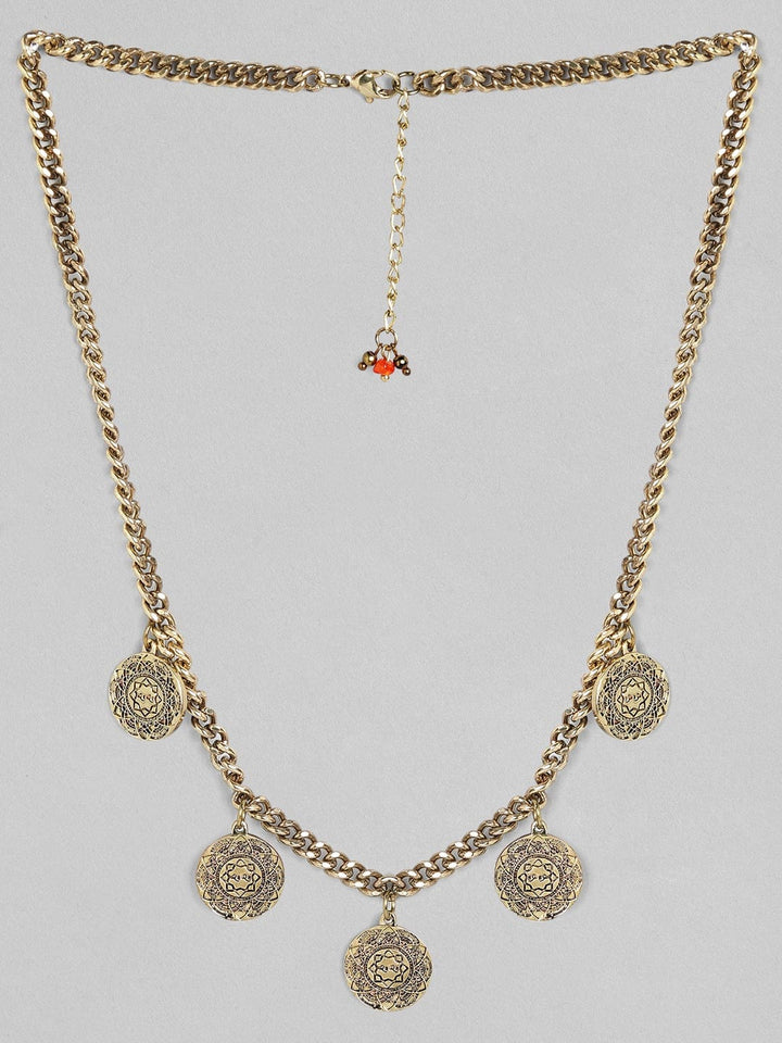 Rubans Voguish Antique Polish Coin Necklace. Chain & Necklaces