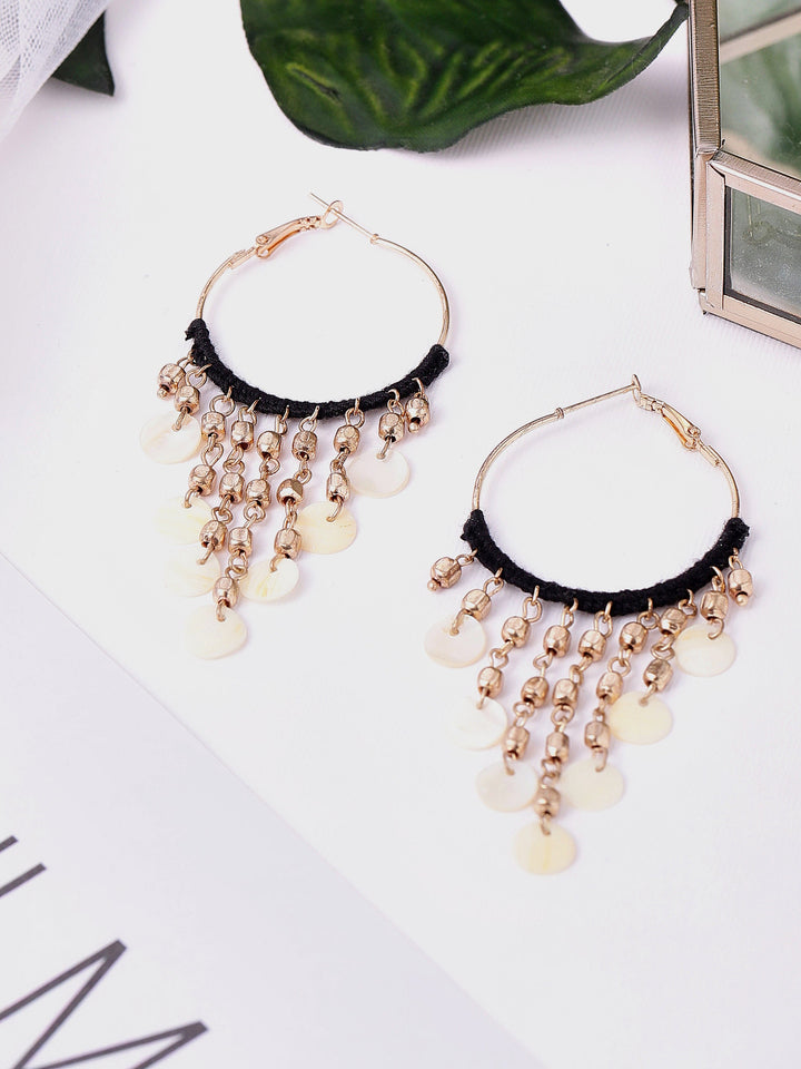 Rubans Voguish Beaded drop hoops. Earrings