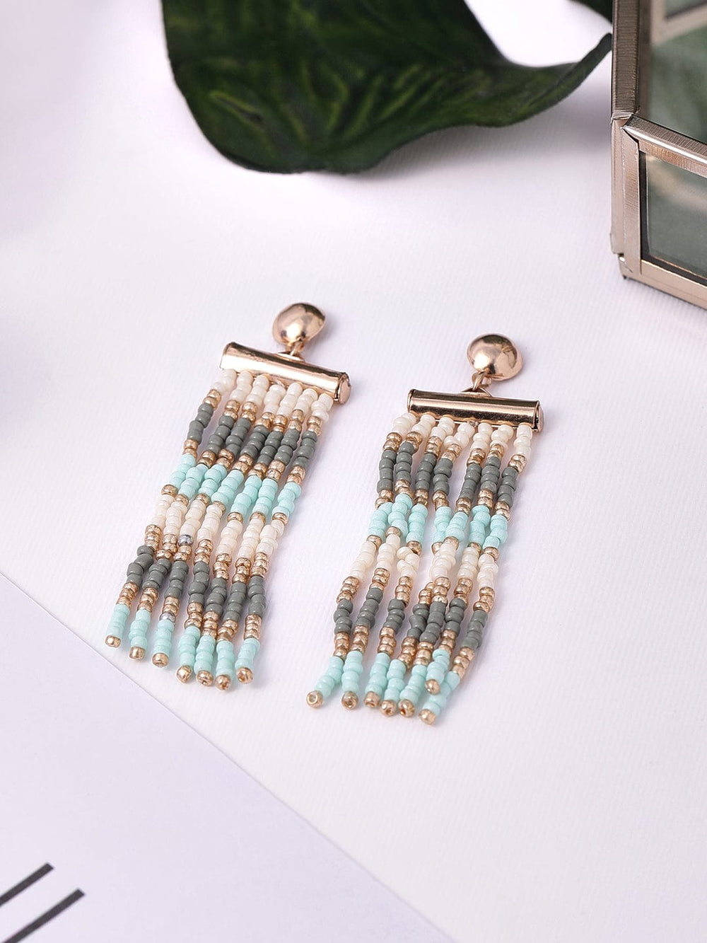 Rubans Voguish Beaded multi coloured drop earrings. Earrings