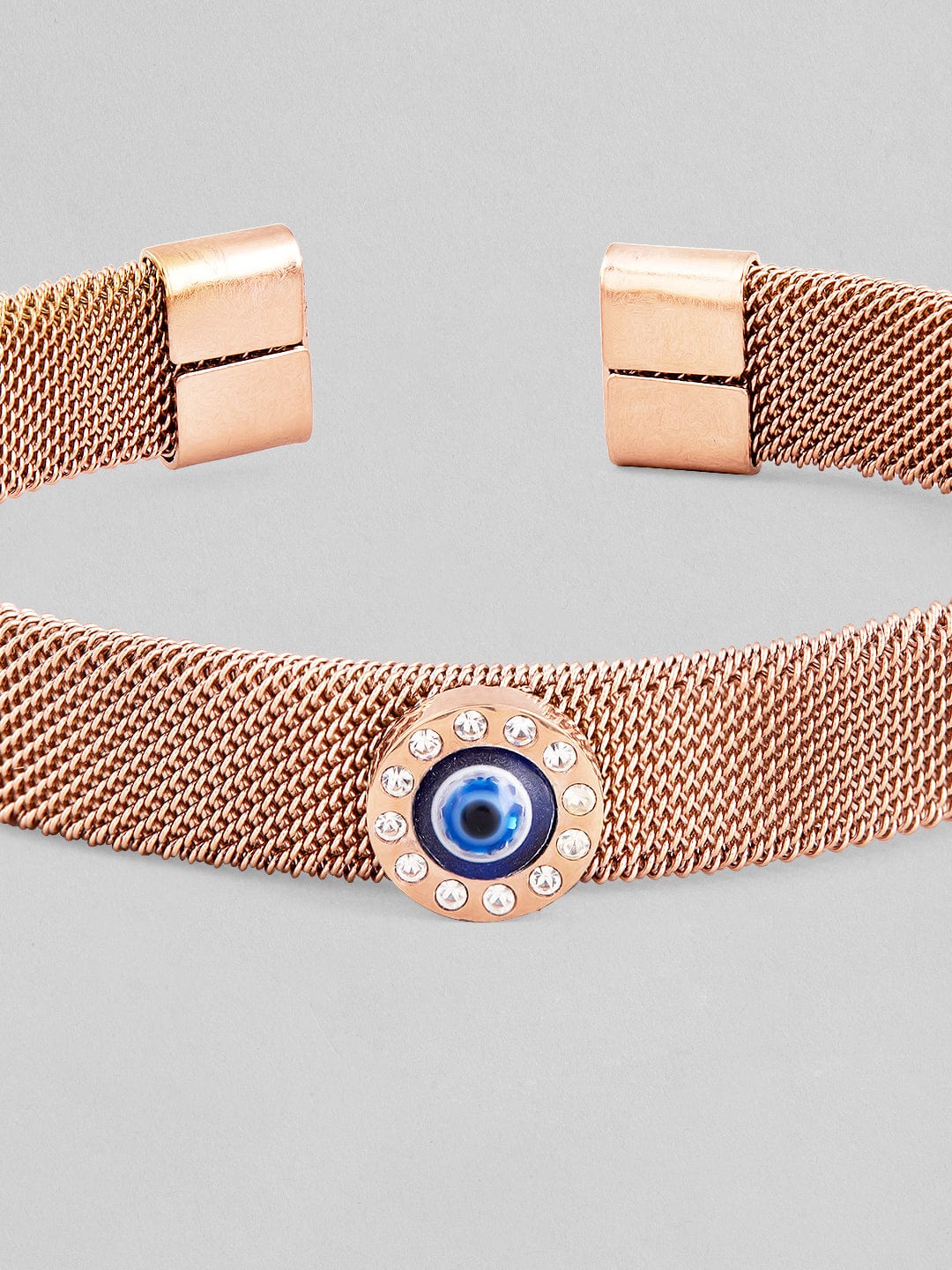 Rubans Voguish Gold Plated Bracelet With American Diamond And Evil Eye Charm Bracelets