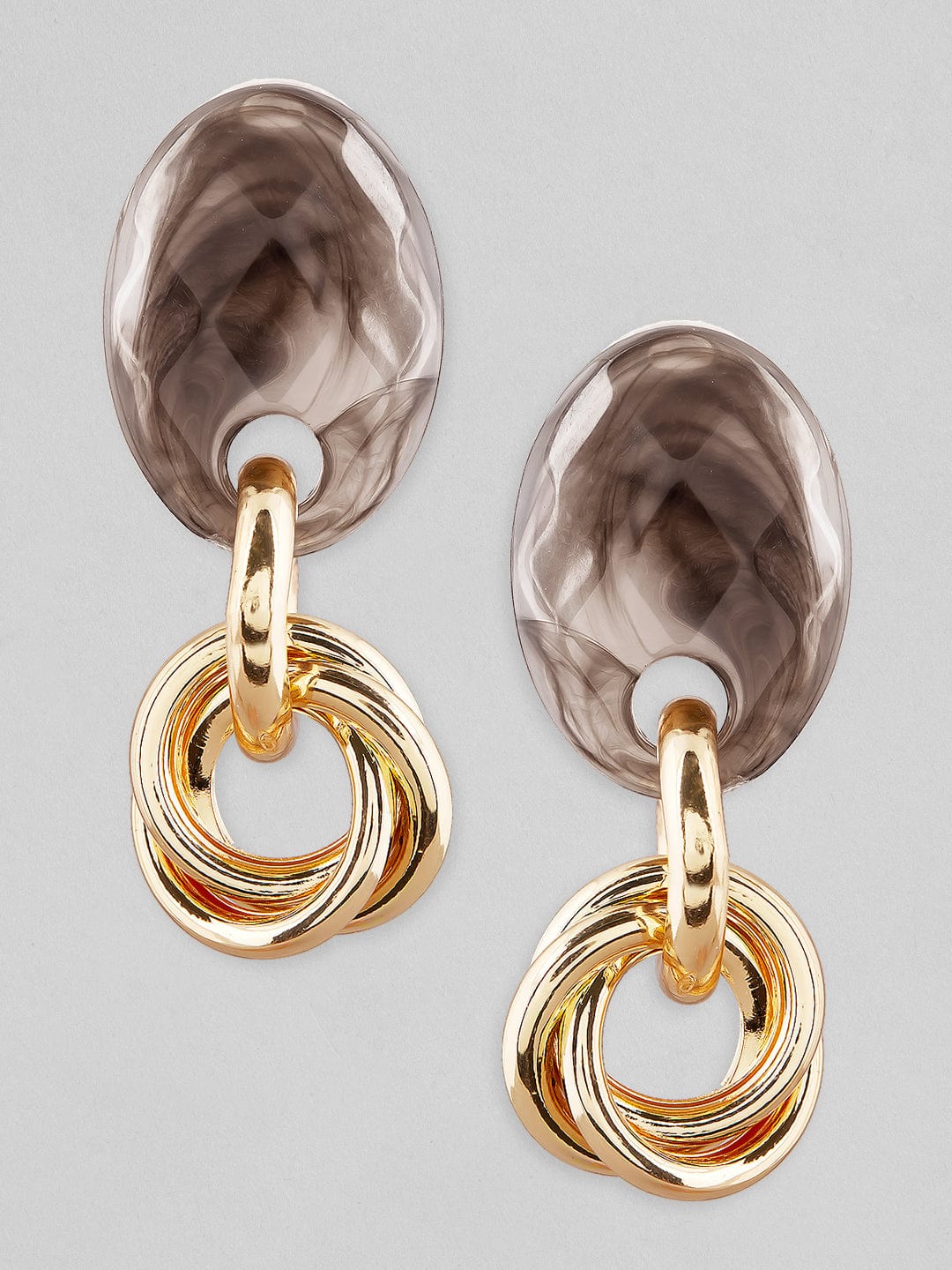 Rubans Voguish Gold Plated Brown Coloured Marble Finish Western Earrings. Earrings