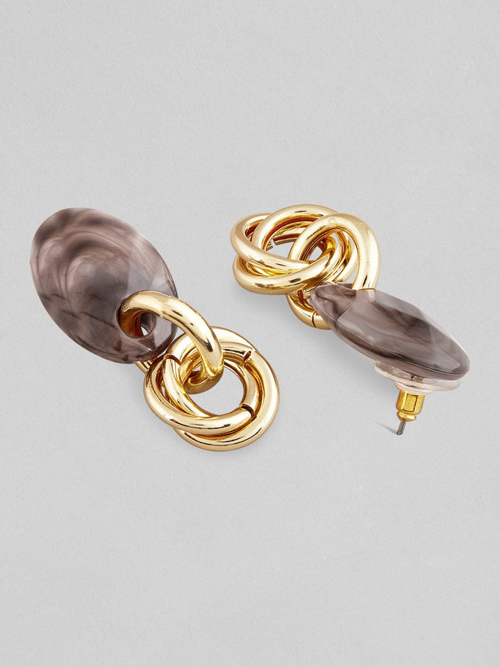 Rubans Voguish Gold Plated Brown Coloured Marble Finish Western Earrings. Earrings