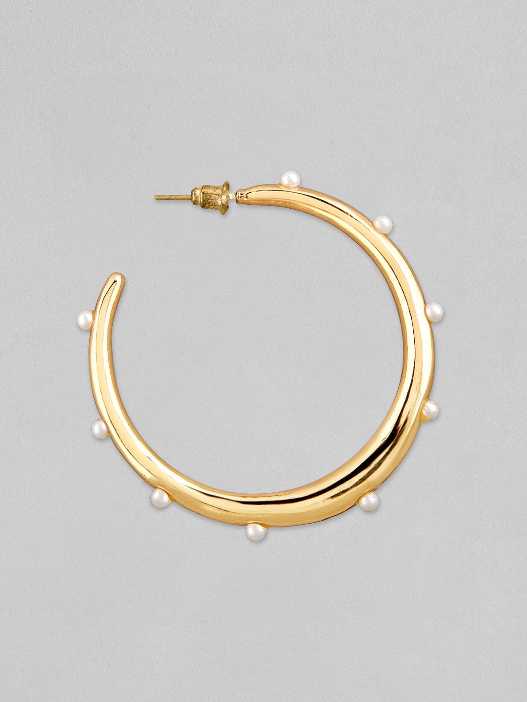 Rubans Voguish Gold Plated Hoop Earrings With Studded Pearls Design Earrings