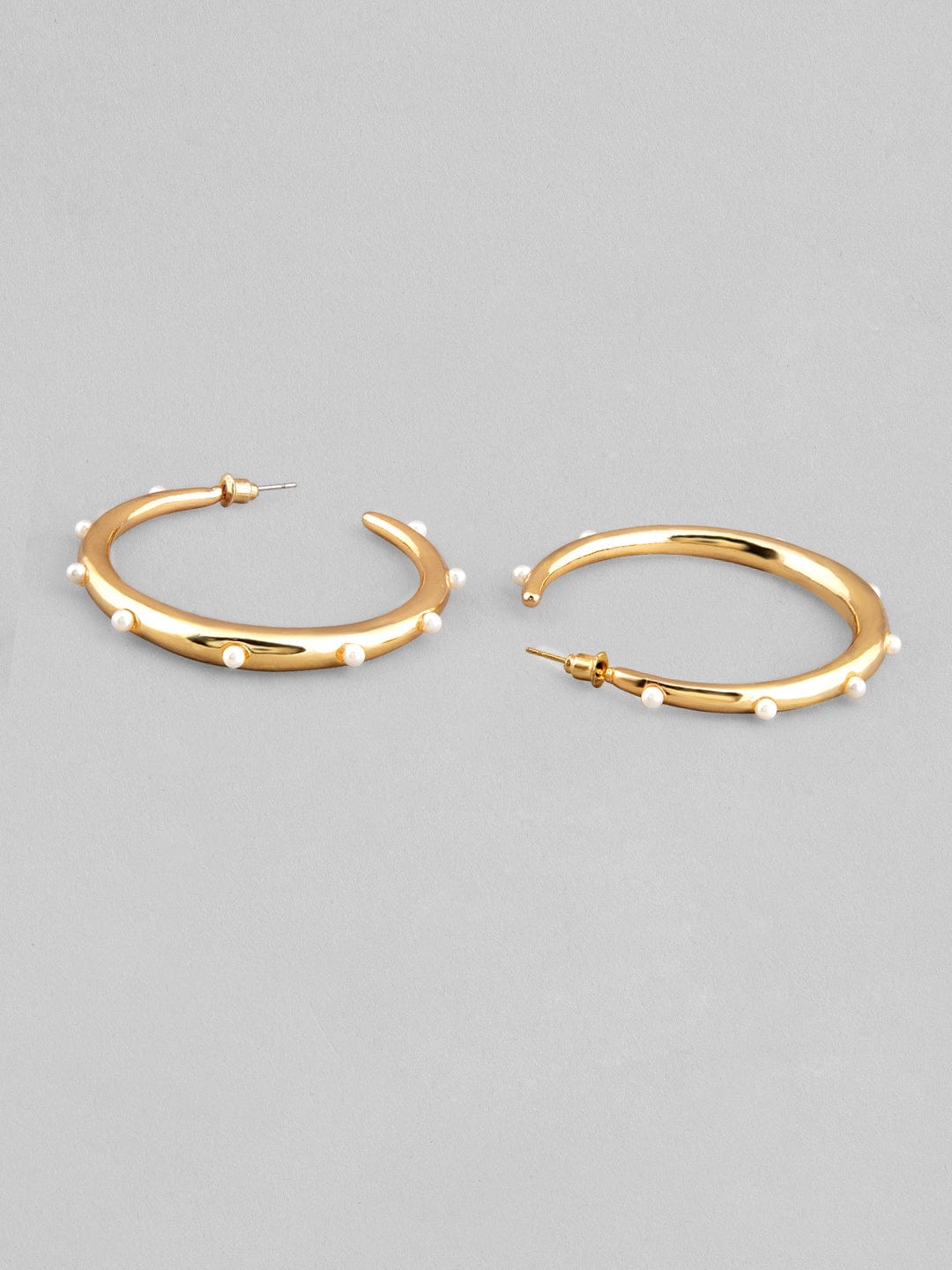 Rubans Voguish Gold Plated Hoop Earrings With Studded Pearls Design Earrings