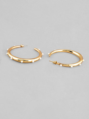 Rubans Voguish Gold Plated Hoop Earrings With Studded Pearls Design Earrings