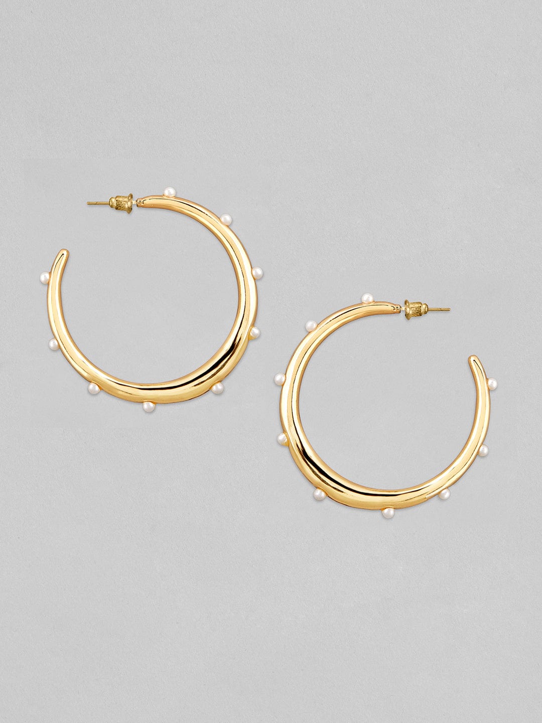 Rubans Voguish Gold Plated Hoop Earrings With Studded Pearls Design Earrings