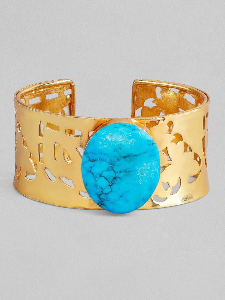 Rubans Voguish Gold Plated Turquoise Blue Stone Bracelet Bangles & Bracelets