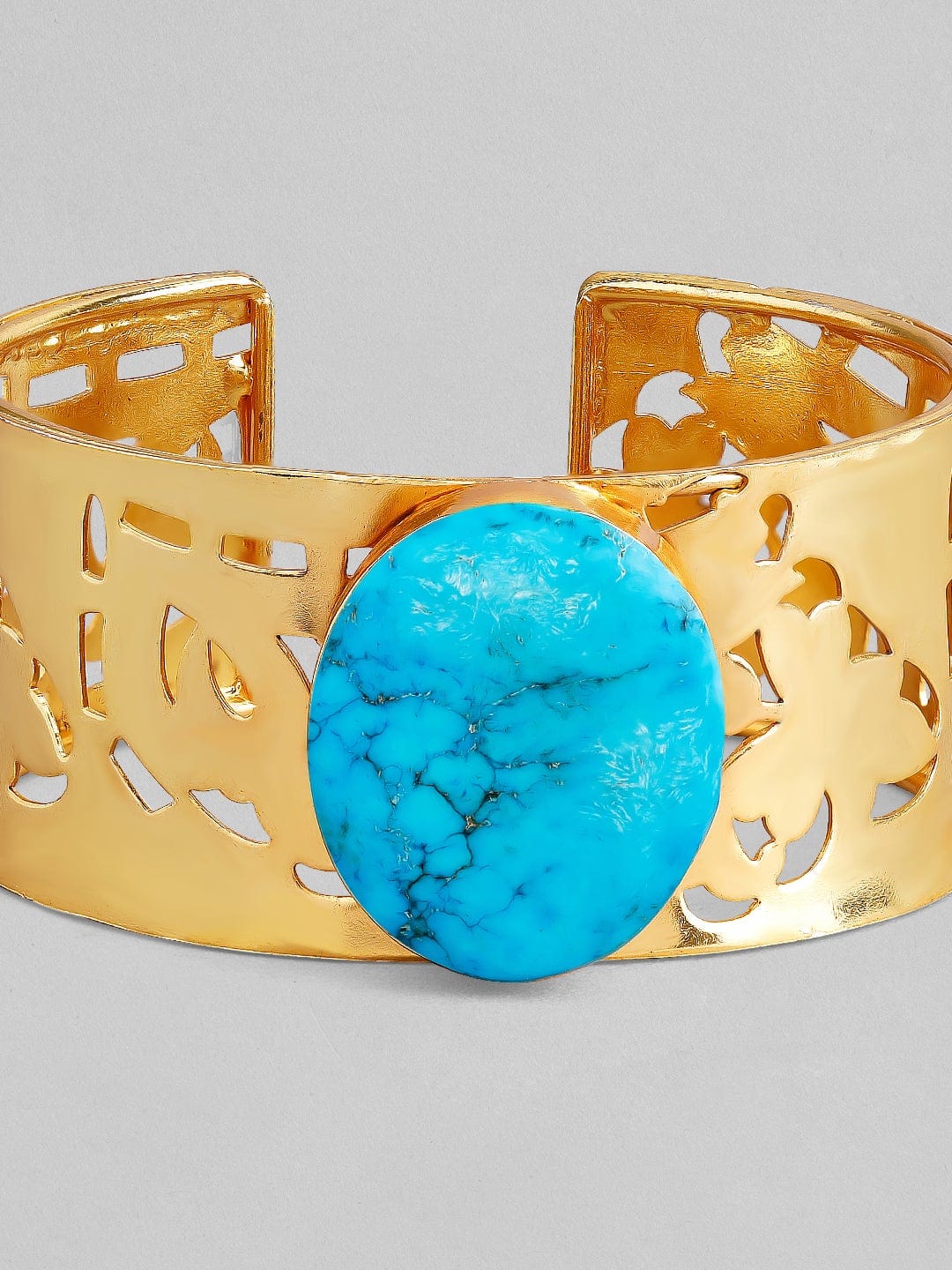 Rubans Voguish Gold Plated Turquoise Blue Stone Bracelet Bangles & Bracelets