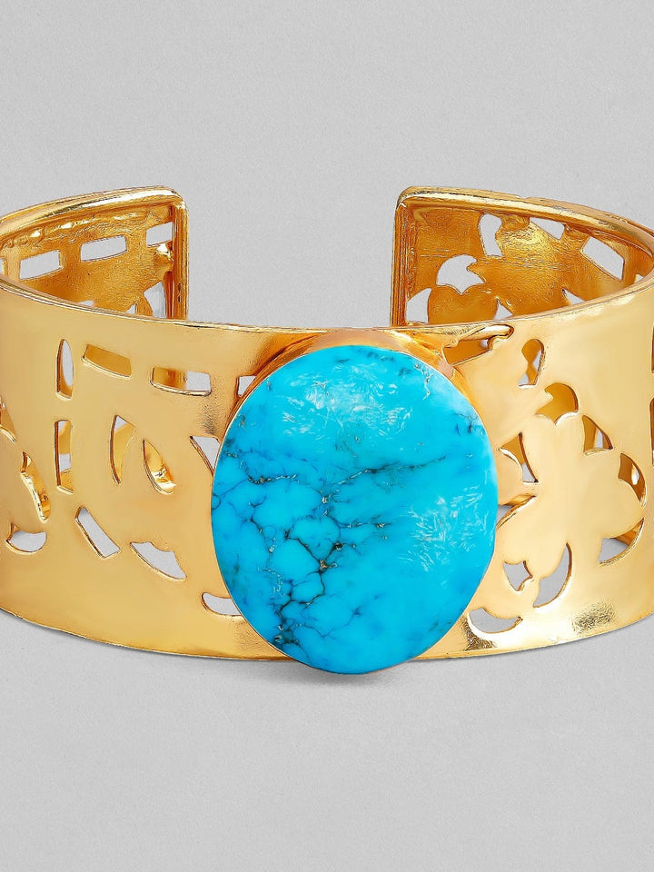 Rubans Voguish Gold Plated Turquoise Blue Stone Bracelet Bangles & Bracelets