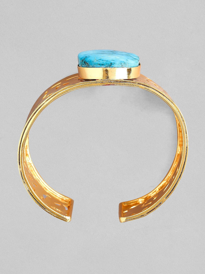 Rubans Voguish Gold Plated Turquoise Blue Stone Bracelet Bangles & Bracelets