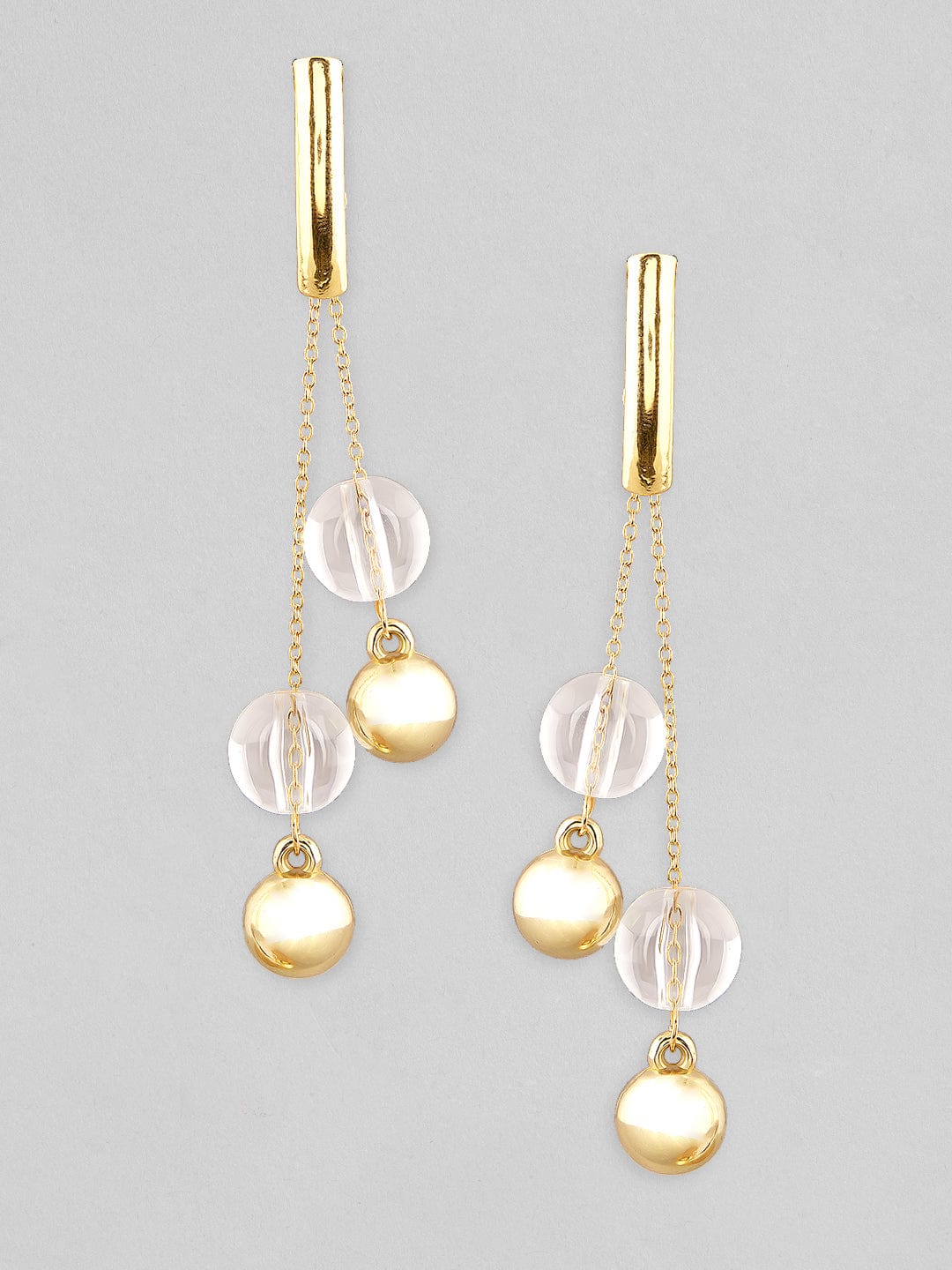 Rubans Voguish Gold Plated Western Earrings With Transparent Circular Beads. Earrings