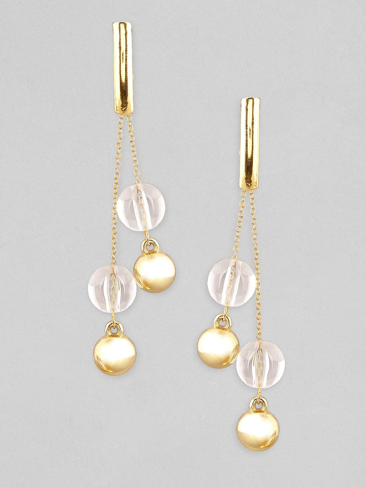 Rubans Voguish Gold Plated Western Earrings With Transparent Circular Beads. Earrings