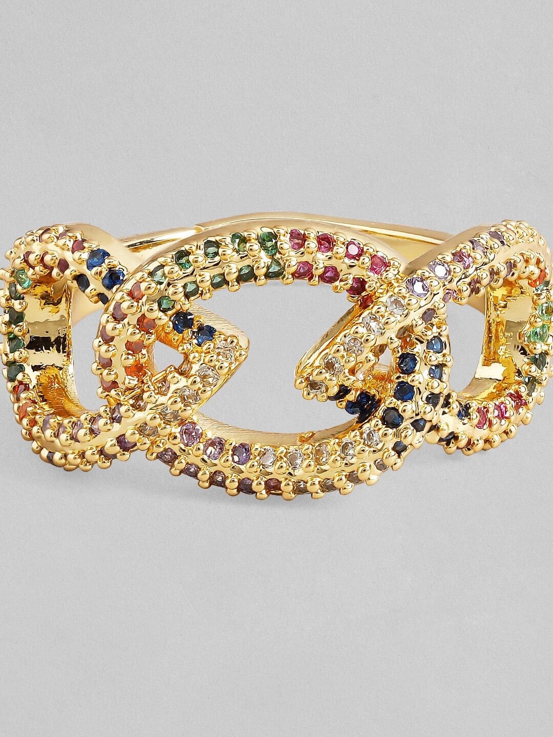 Rubans Voguish Gold Plated Zirconia Stone Studded Western Ring. Rings