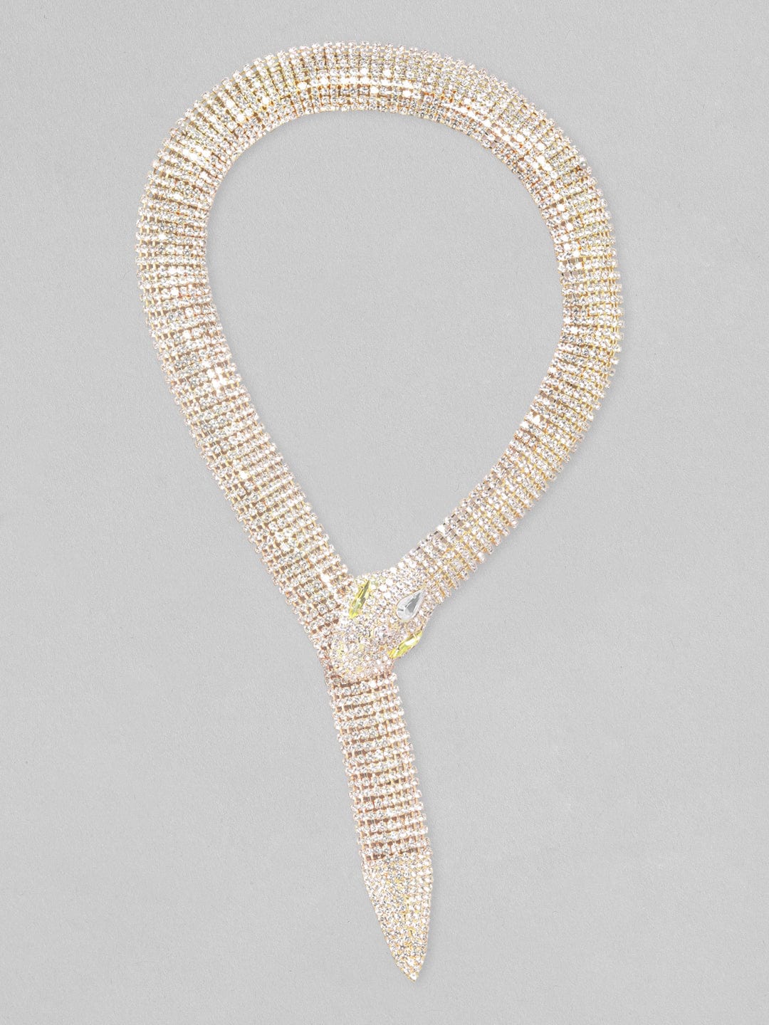 Shop Rubans Voguish Gold Toned Link Style Serpent Chain With Zircon Stones Studded. Online at Rubans