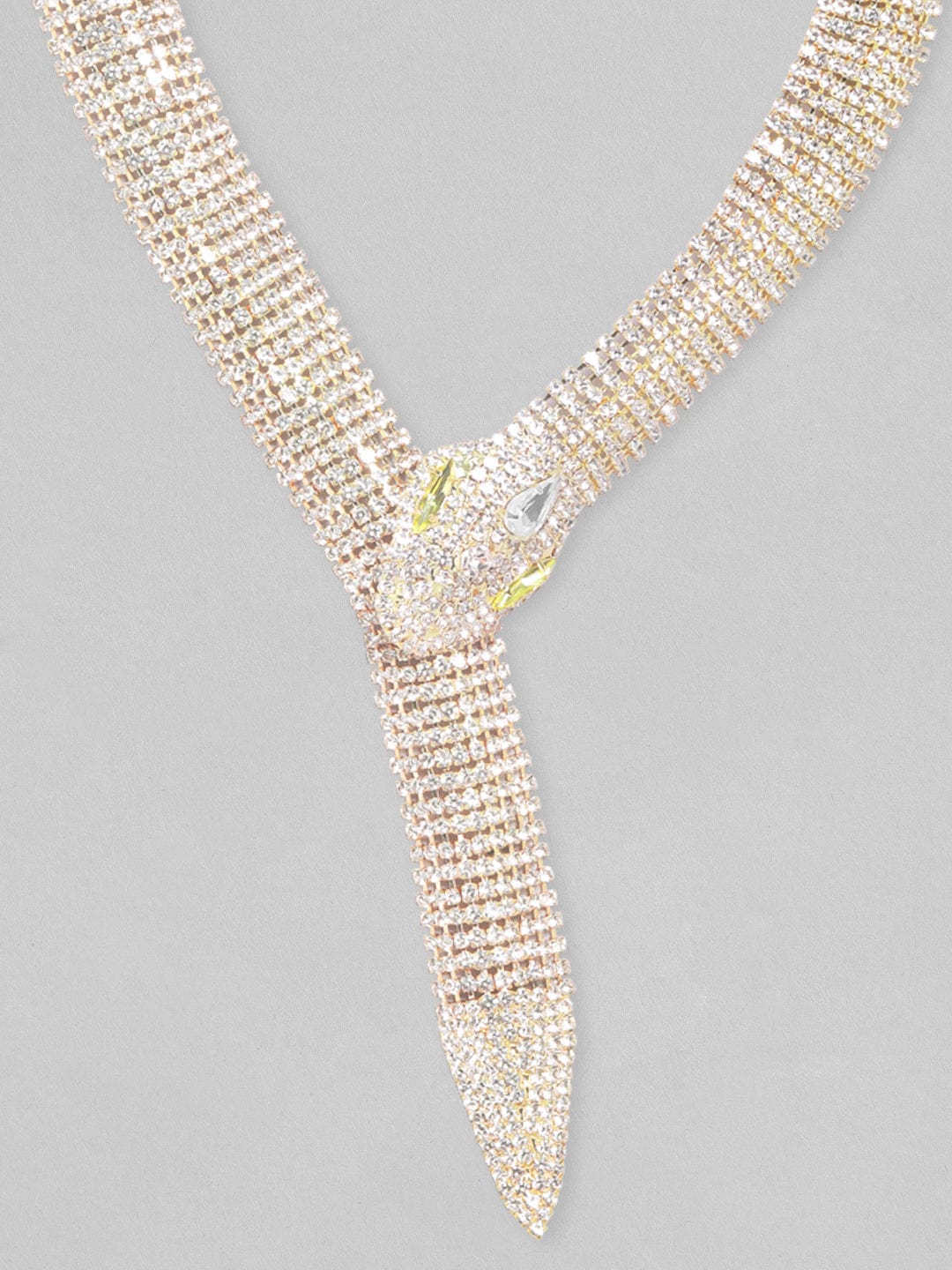 Rubans Voguish Gold Tone Zircon Stone Studded Snake Necklace Chain & Necklaces