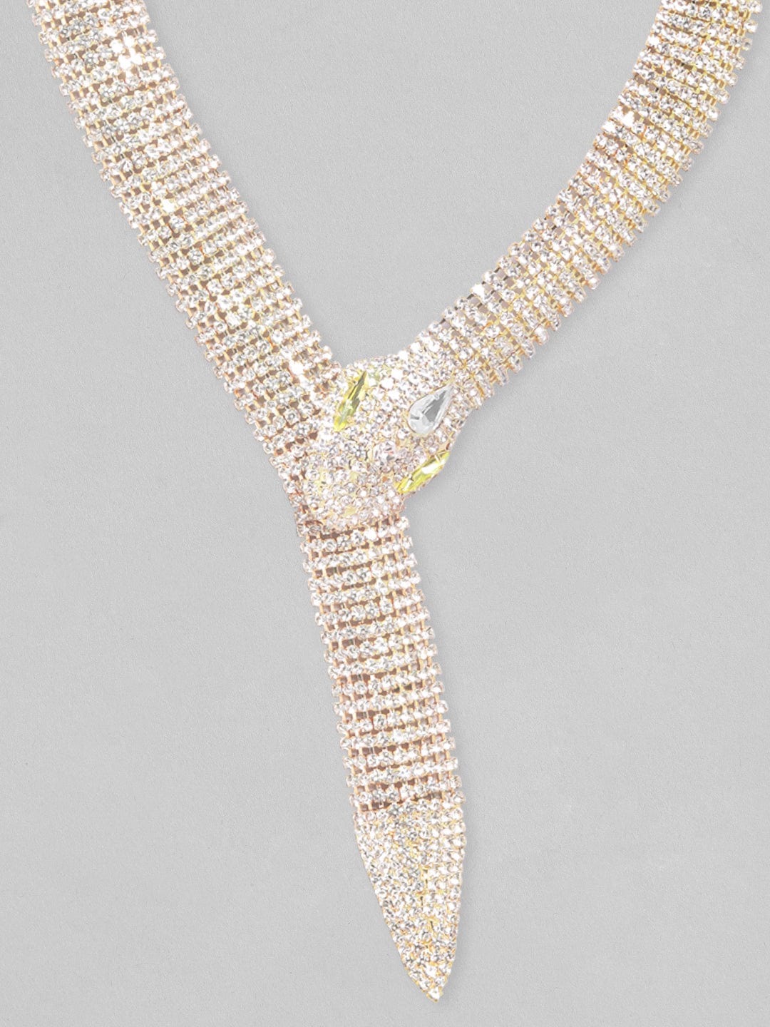 Shop Rubans Voguish Gold Toned Link Style Serpent Chain With Zircon Stones Studded. Online at Rubans