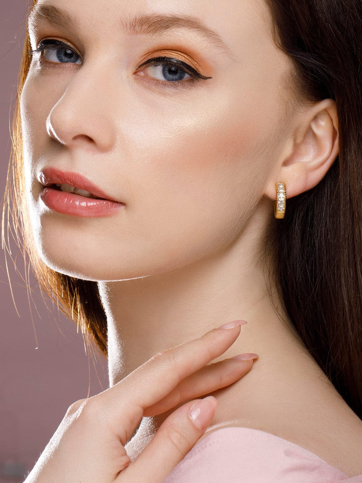 Rubans Voguish Gold-Toned AD Studded Circular Hoop Earrings Earrings