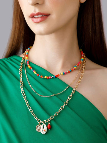 Rubans Voguish Gold-Toned Red Gold-Plated Handcrafted Necklace Chain & Necklaces