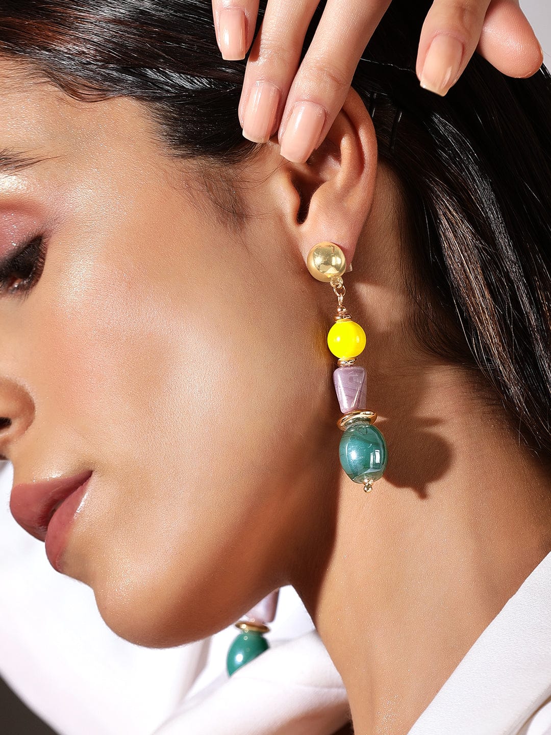 Rubans Voguish Gold-Toned Yellow Classic Drop Earrings Earrings