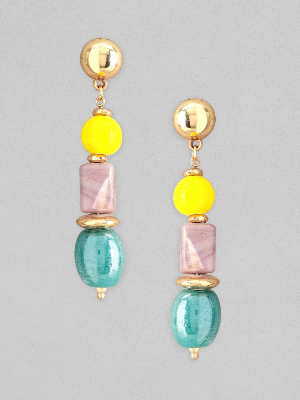 Rubans Voguish Gold-Toned Yellow Classic Drop Earrings Earrings