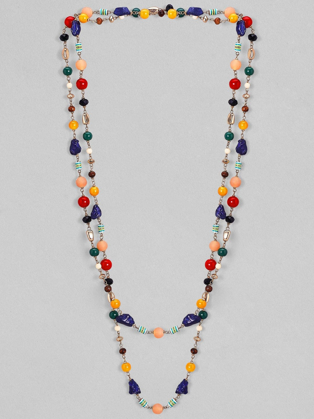 Rubans Voguish Handcrafted Multi Color Beaded Layered Necklace Necklace