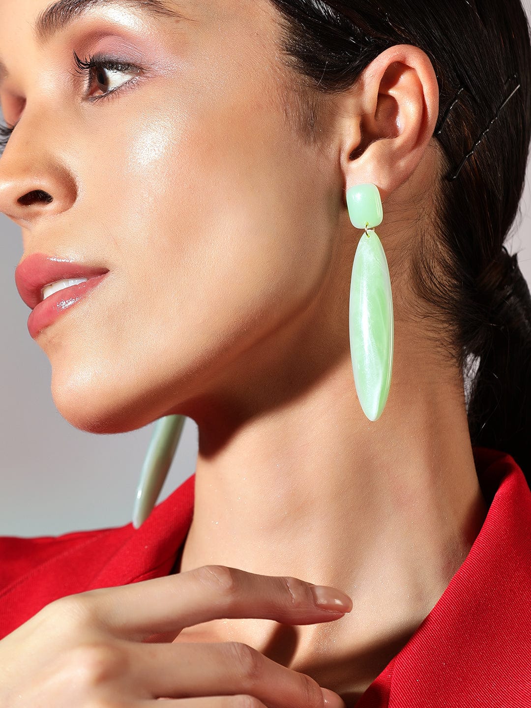 Rubans Voguish Mint Green Coloured Classy Western Earrings. Earrings