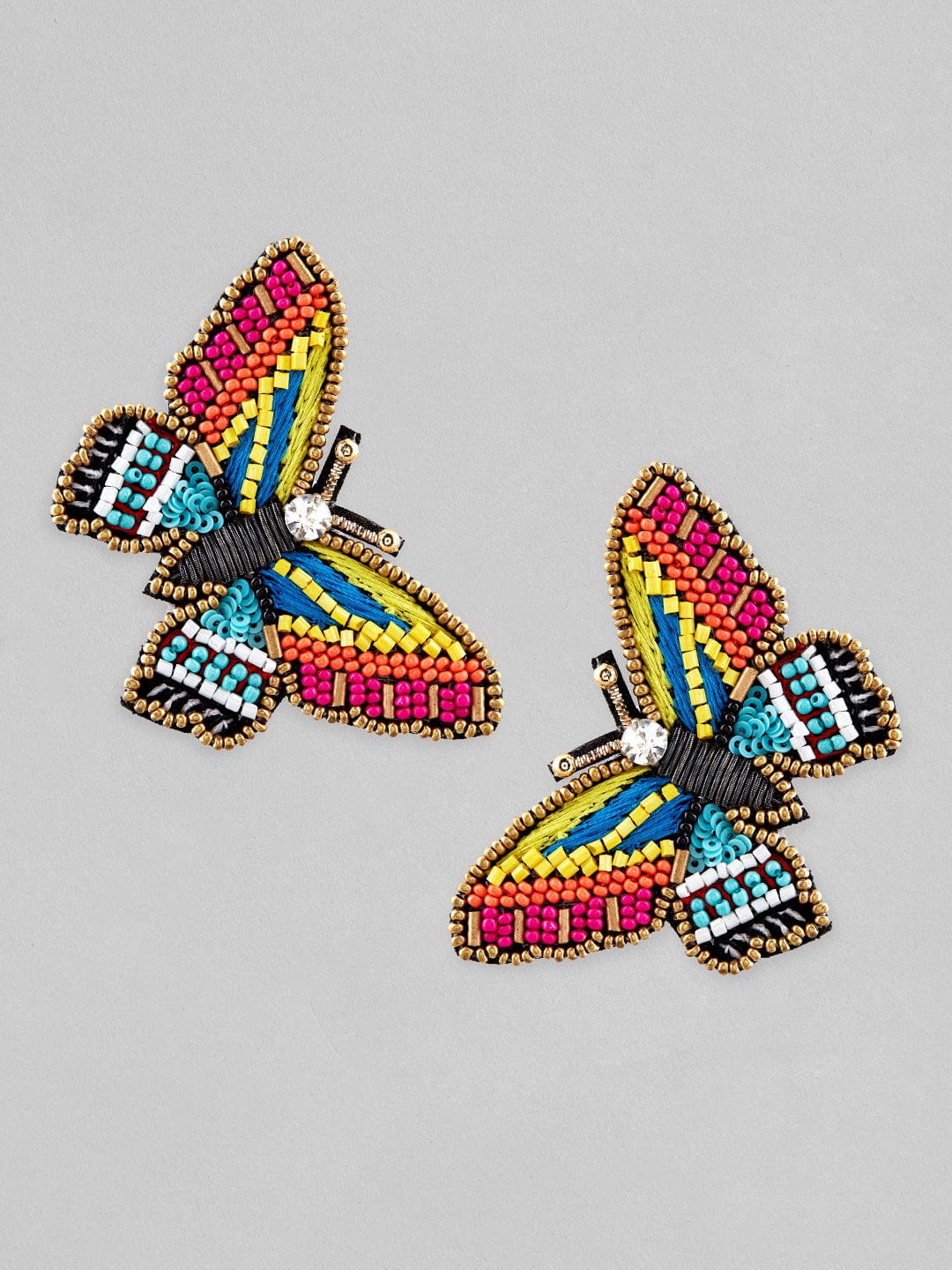 Rubans Voguish Multi Coloured Beaded Butterfly  Earrings Earrings