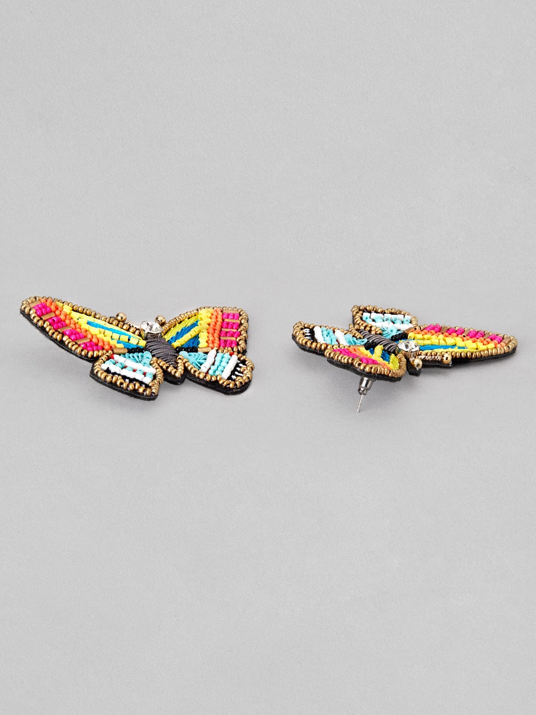 Rubans Voguish Multi Coloured Beaded Butterfly  Earrings Earrings