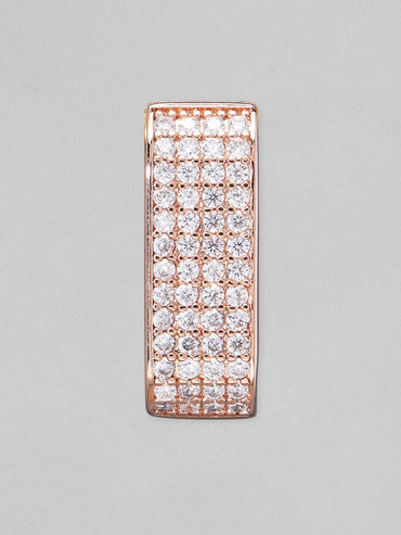 Rubans Voguish Rose Gold Plated AD Studded Hoop Earrings
