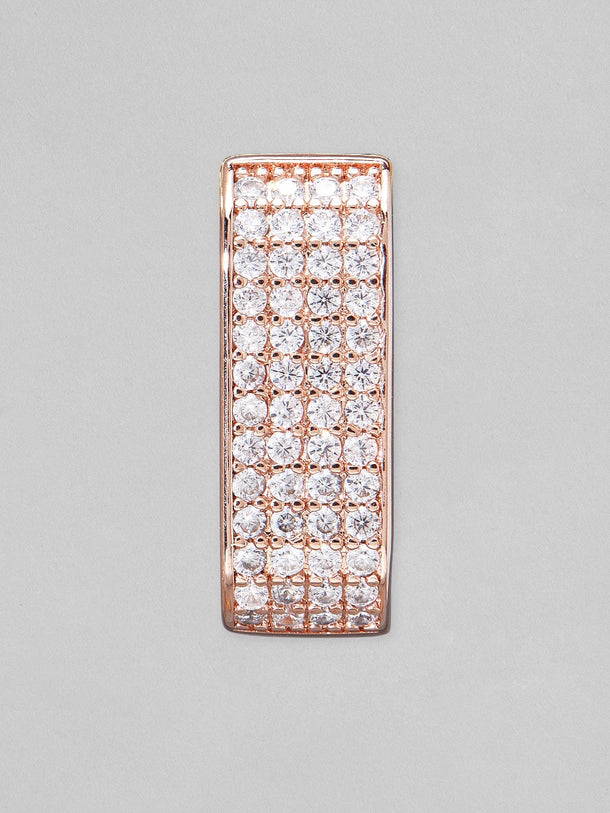 Rubans Voguish Rose Gold Plated AD Studded Hoop Earrings