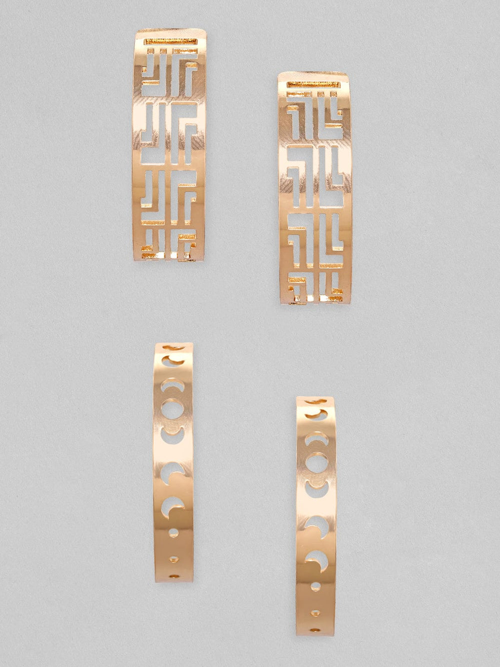 Rubans Voguish Set Of 2 Gold-Plated Circular Half-Hoop Earrings Earrings