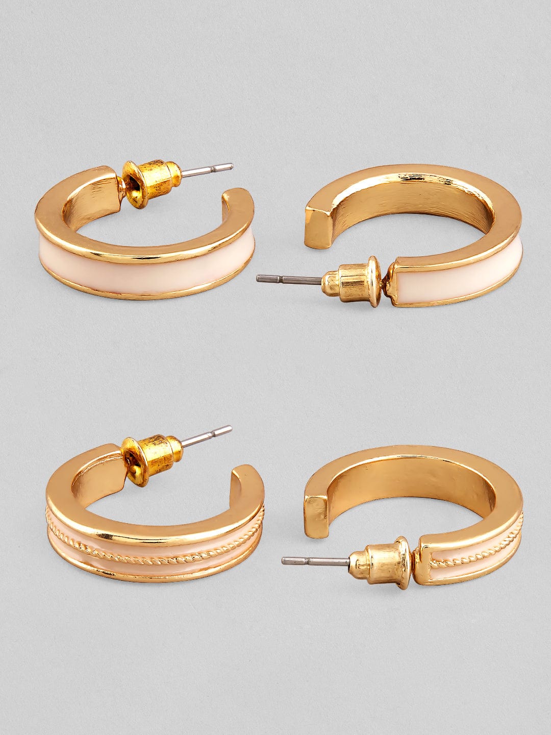 Rubans Voguish Set Of 2 Gold-Plated Contemporary Hoop Earrings Earrings