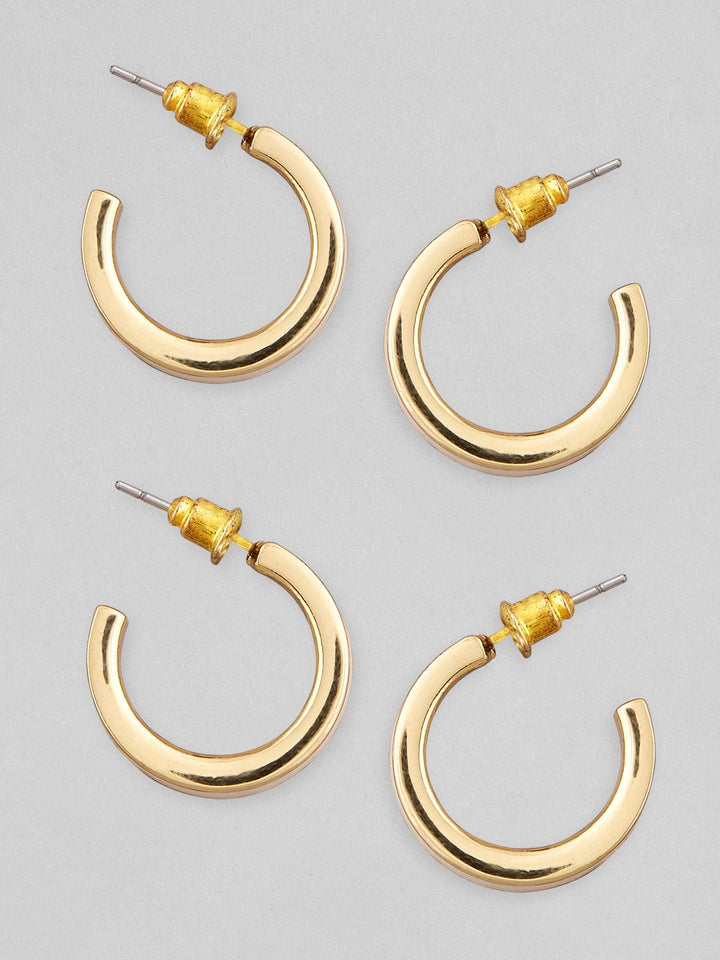 Rubans Voguish Set Of 2 Gold-Plated Contemporary Hoop Earrings Earrings