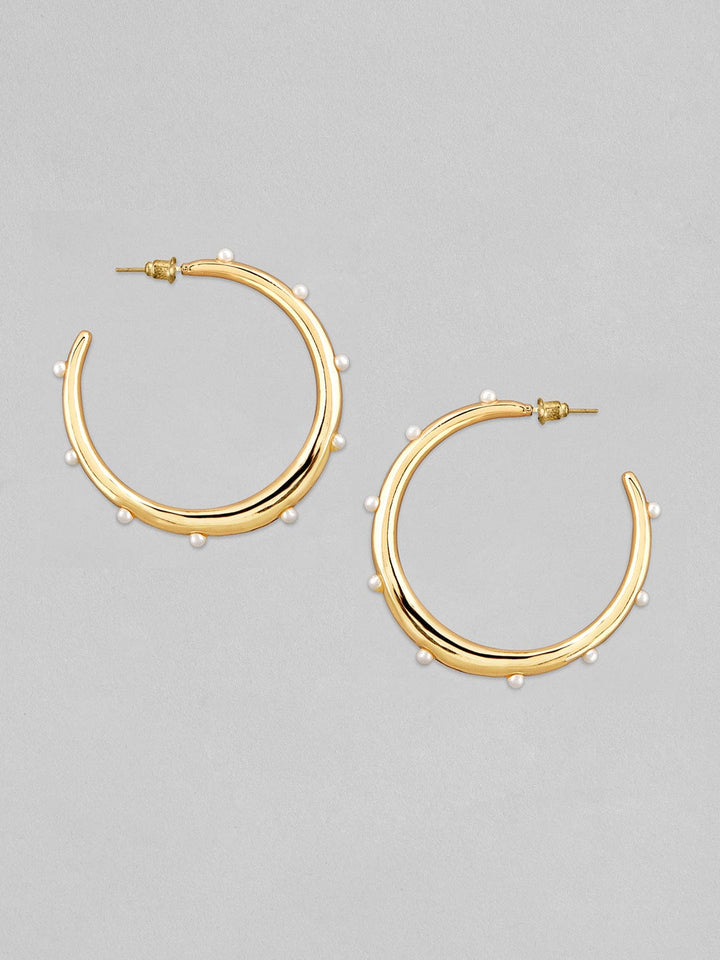 Rubans Voguish Set Of 2 Gold Toned With Pearl Studded Statement Earrings. Earrings