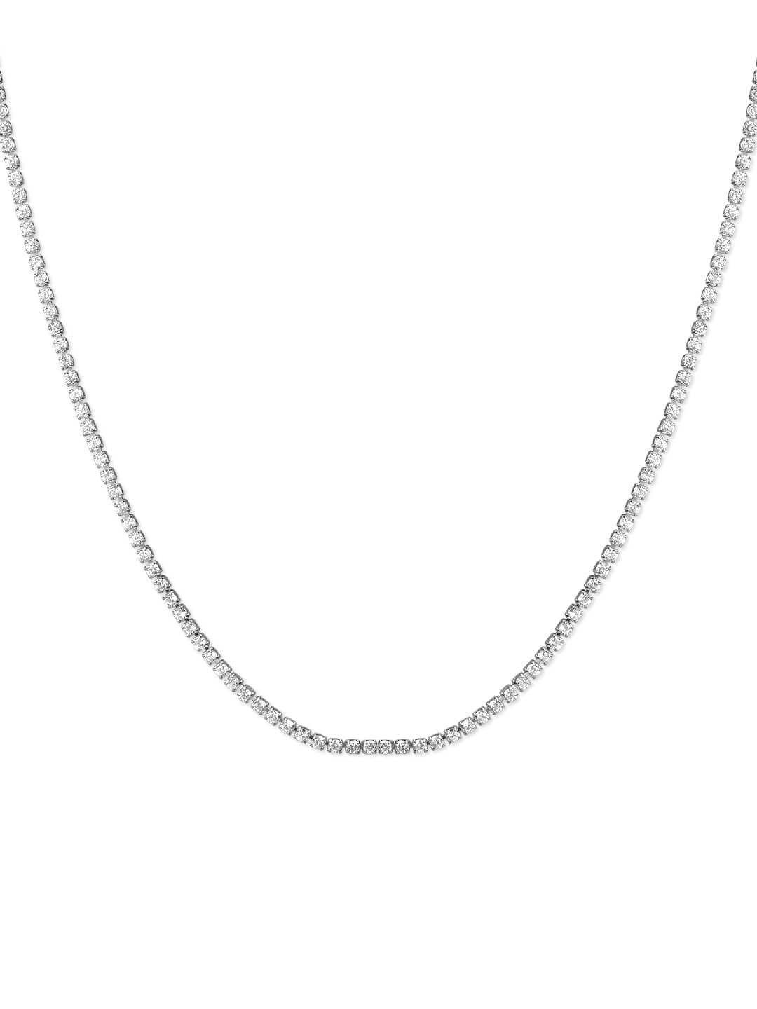 Rubans Voguish Silver Plated Zirconia Stone Studded Western Chain. Chain & Necklaces