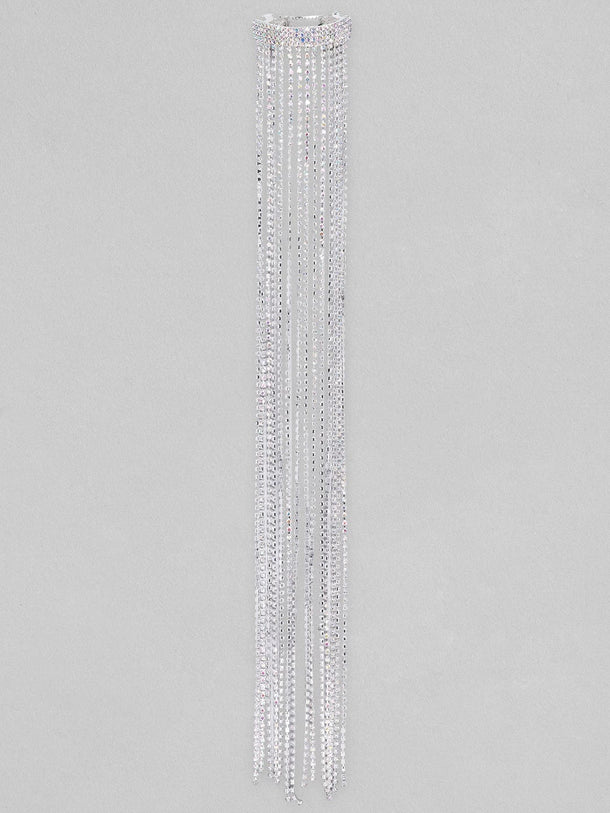 Rubans Voguish Silver Shimmery Long Fringe Rubberband Hair Accessory