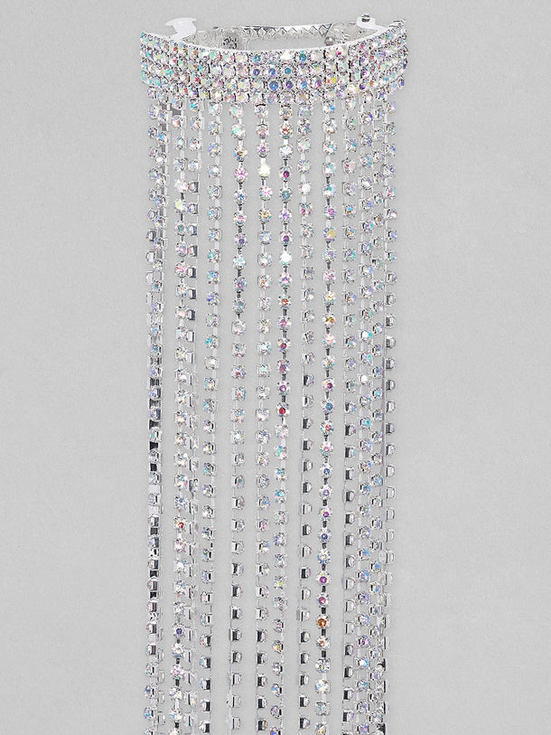 Rubans Voguish Silver Shimmery Long Fringe Rubberband Hair Accessory