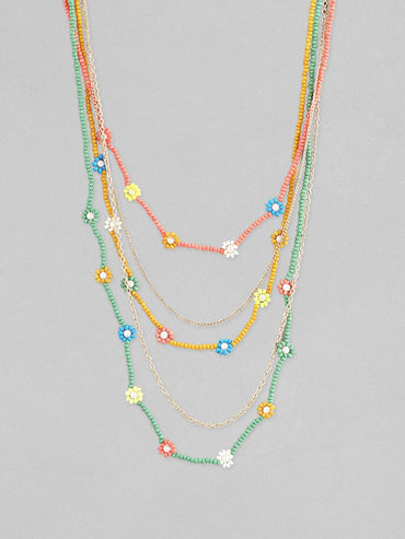 Rubans Voguish Women Blue Green Layered Necklace Chain & Necklaces