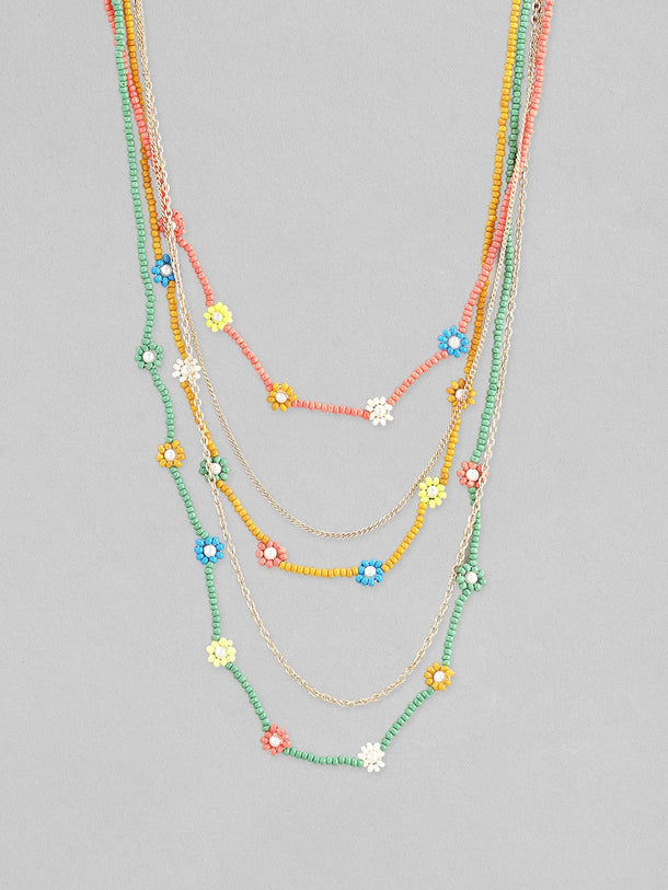 Rubans Voguish Women Blue Green Layered Necklace Chain & Necklaces