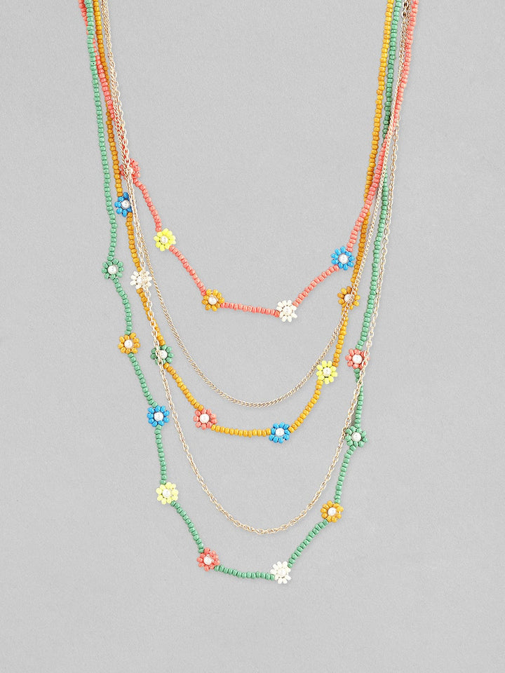 Rubans Voguish Women Blue Green Layered Necklace Chain & Necklaces