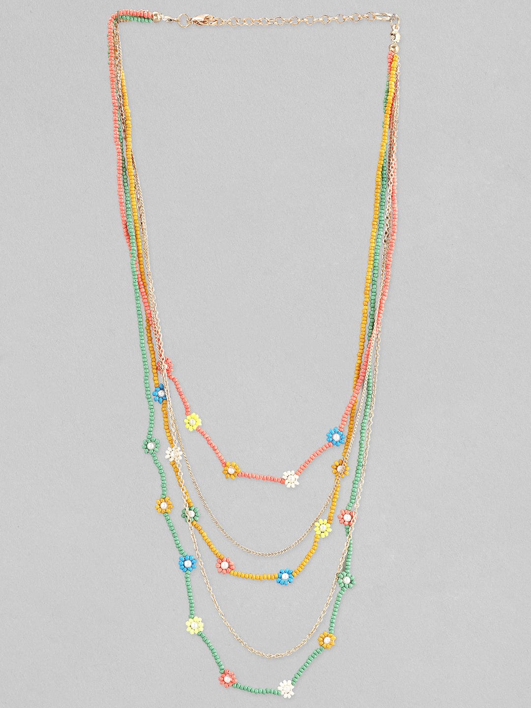 Rubans Voguish Women Blue Green Layered Necklace Chain & Necklaces