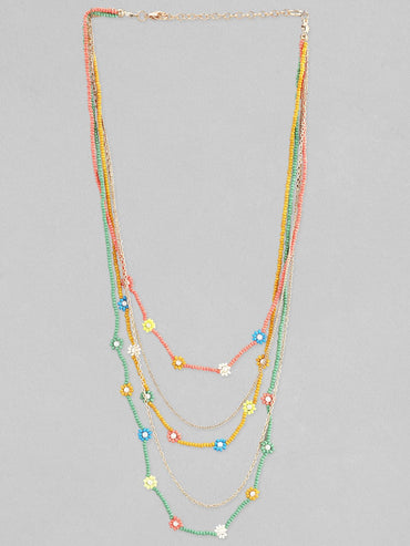 Rubans Voguish Women Blue Green Layered Necklace Chain & Necklaces