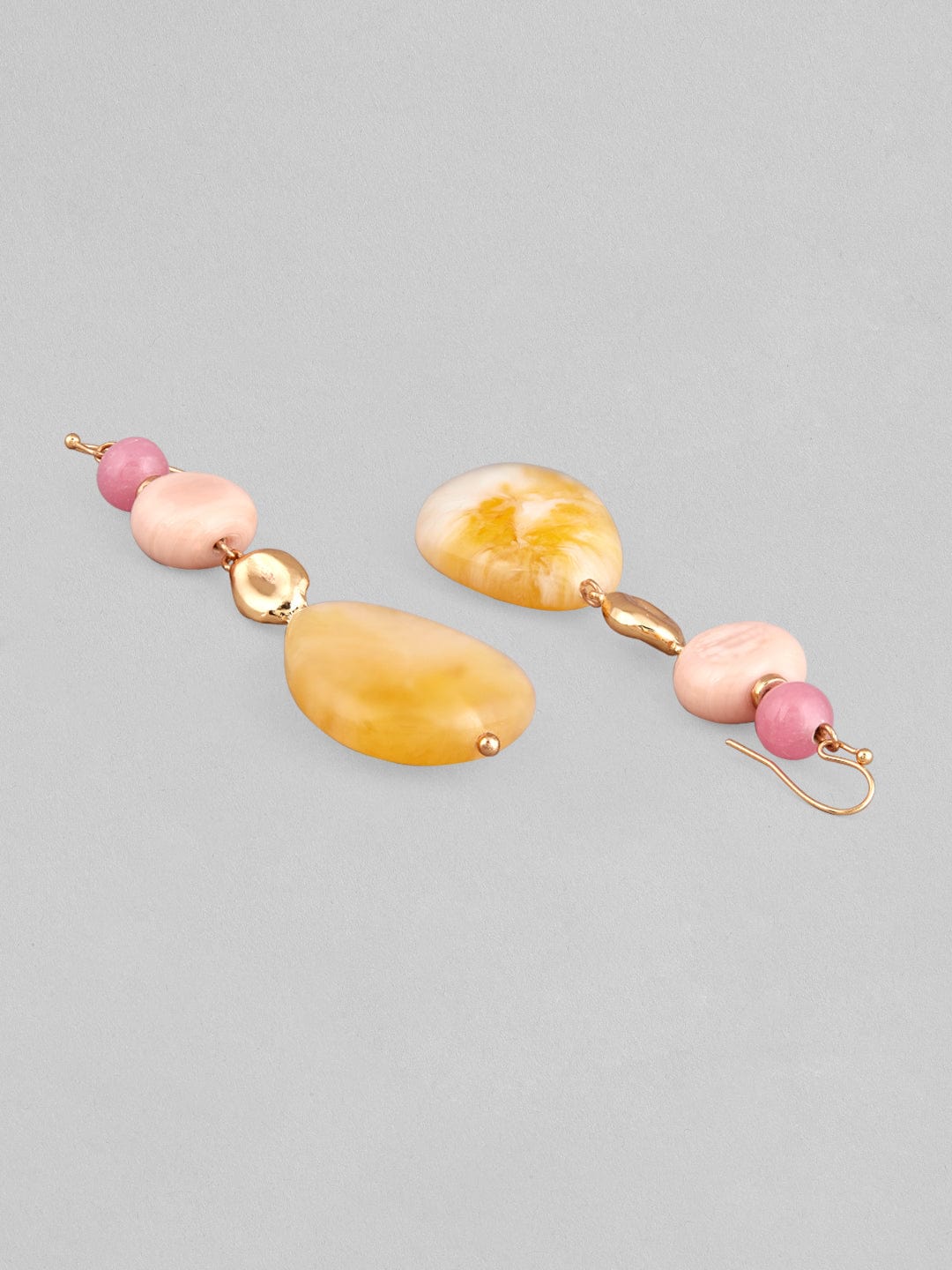 Rubans Voguish Women Western With Yellow And Pink Beads Drop Earrings Earrings